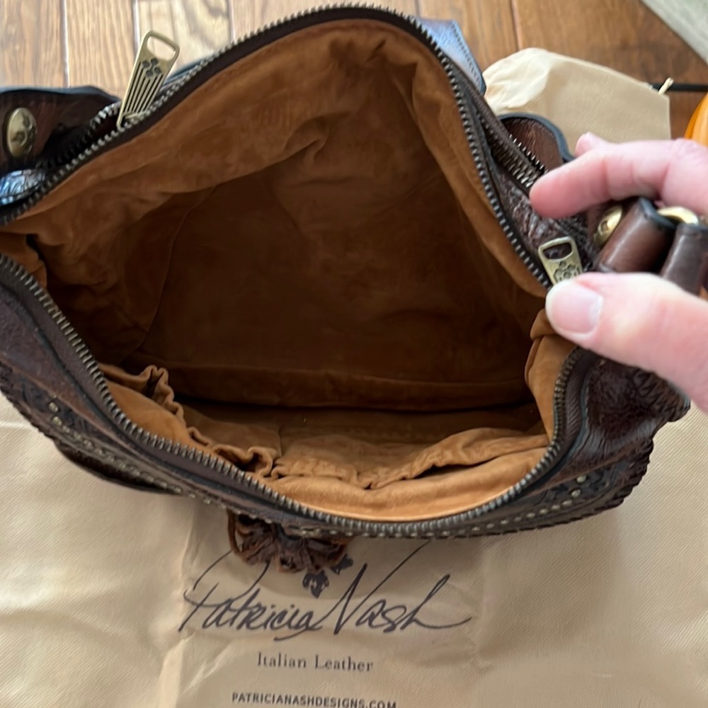 Patricia Nash, Dark Brown Leather Tassel Purse Gem